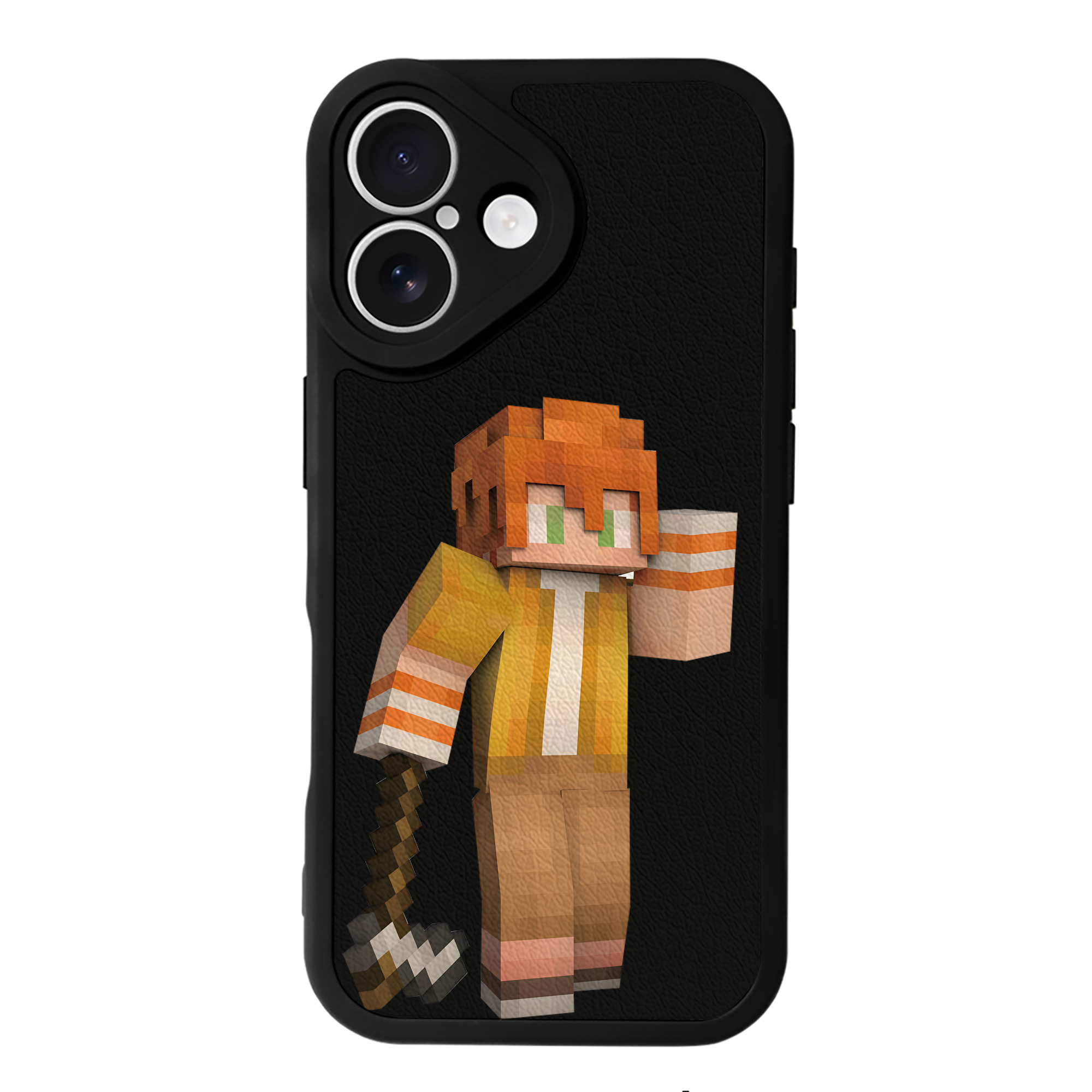 （画像用） マインクラフト ブロックの世界 Minecraft MC Block world 【iPhone 16シリーズ対応】シリコンスマホケース（レザー調） 材質：シリコン